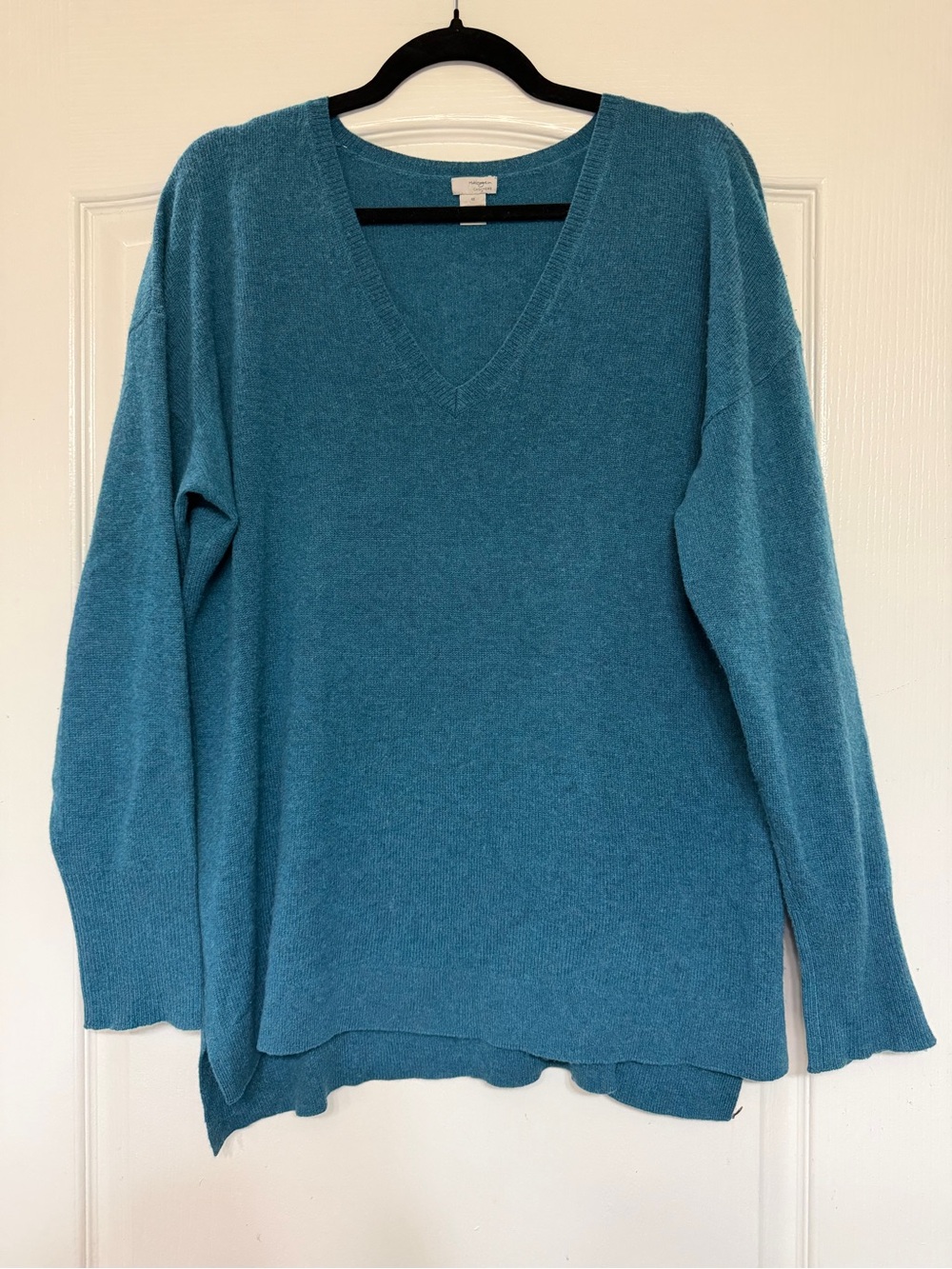 Halogen 100% Cashmere V-Neck Sweater Teal Blue Plus Size 1X